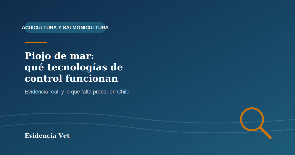 Ilustración editorial sobre tecnologías de control de piojo de mar en salmonicultura, categoría Acuicultura y Salmonicultura